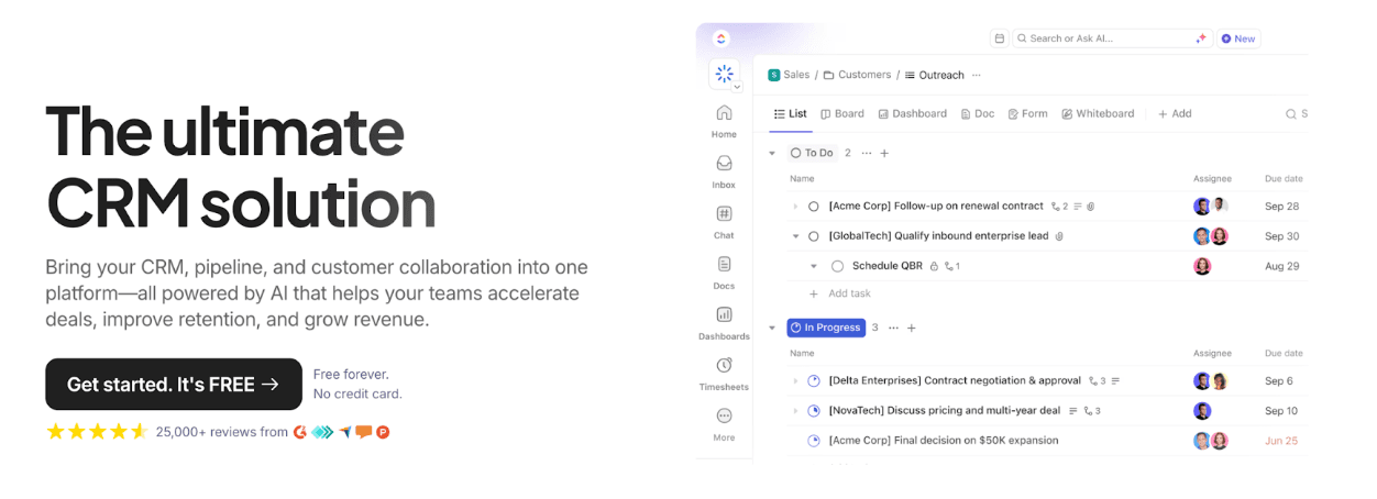 ClickUp CRM Homepage