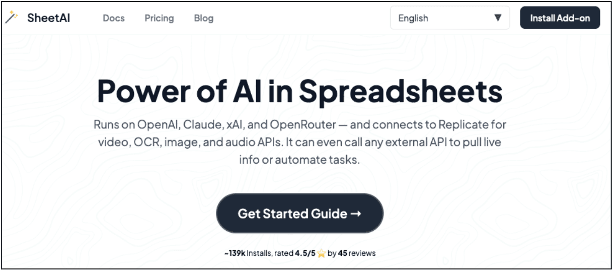 Google Sheets AI Side Panel