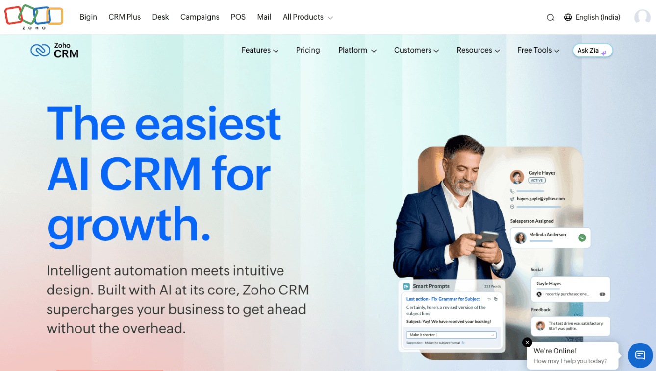 Zoho CRM (Sales Cycle Management)
