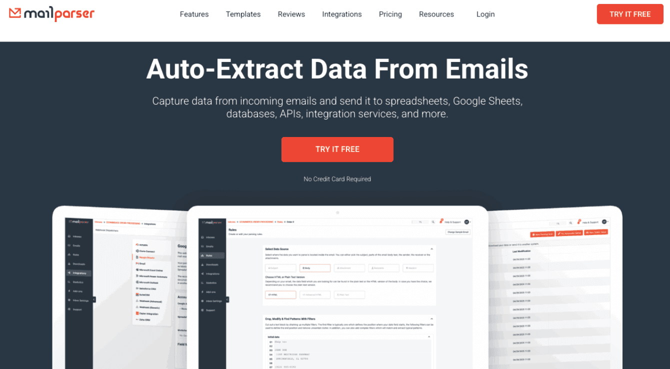 Mailparser (Data Extraction for Text Inquiries)