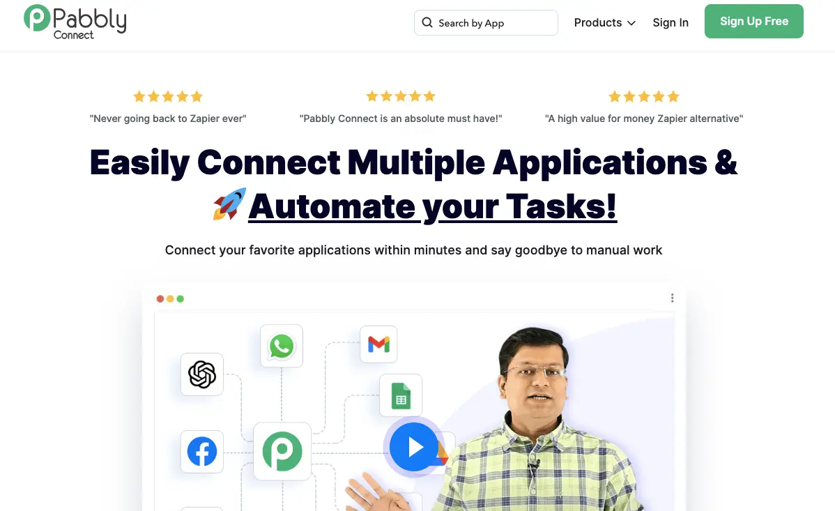 “Pabbly connect homepage screenshot